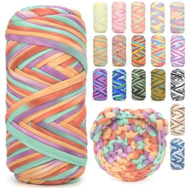 Imagem de Camiseta para crochê, camiseta arco-íris, tecido elástico grosso, fio de crochê para iniciantes, bolsa de tricô à mão, cesta/porta-copos / artesanato faça você mesmo/decoração de casa 200G roxo