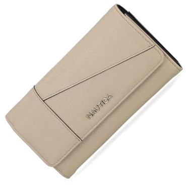 Imagem de Nautica Money Manager Carteira feminina fina e pequena RFID – Porta-cartão de crédito com porta-moedas e carteira com zíper, organizador de embreagem feminino, Cinzento-acastan, One Size