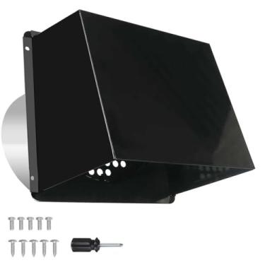 Imagem de Tampa de ventilação de parede de metal de 20 cm, adequada para ventilação de exaustor de cozinha ao ar livre, extrator de parede externo, adequado para escapamento doméstico (preto)