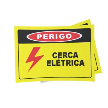 Imagem de Kit 3 Placas sinalização 15x21cm EM PVC PL(140) - Tema: Cerca Elétrica