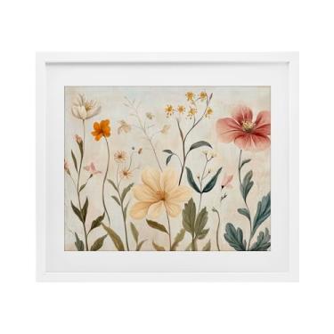 Imagem de Stupell Industries Impressão emoldurada branca com folhagem floral fraca design sob vidro por Petal Prints Design, 43 x 53 cm