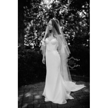 Imagem de Véu de Noiva 3 Metros 2 Camadas Branco Liso com Pente V35 - Ateliê Pas