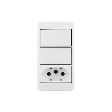 Imagem de Placa para Condulete Caixa 3/4" com Interruptor Simples 10A e Tomada 2P+T 20A MarGirius Sleek Branca