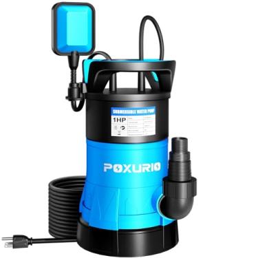 Imagem de POXURIO Bomba submersível, bomba de transferência de água limpa e suja de alto fluxo 1HP 5300GPH com interruptor de flutuação automática, cabo longo de 7 m para lago, piscina, adega inundada, aquário