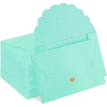 Imagem de Pacote com 50 envelopes 4x6, envelope A4 com coração dourado, envelopes verdes sálvia para convites, chá de bebê, casamento, cartão de felicitações, aniversário
