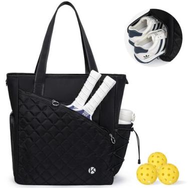 Imagem de Sacola Pickleball KAVIGOR para mulheres contém 3-4 pás pretas