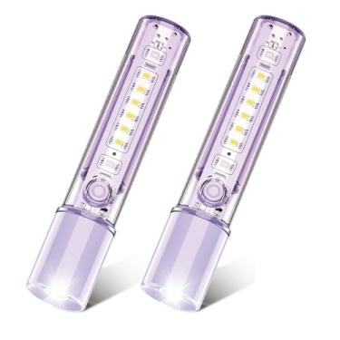 Imagem de VAVOFO Lanterna LED roxa EDC – Recarregável USB-C, impermeável, foco de zoom, 3 modos, estroboscópio de emergência vermelho e azul – Melhor para uso ao ar livre, tático e de sobrevivência