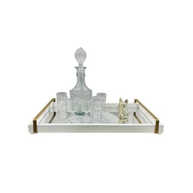 Imagem de bandeja decorativa cantinho do café com alça para servir e decorar(Branca)