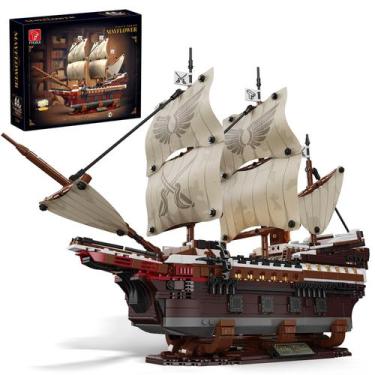 Imagem de Conjunto de construção TYCOLE Pirate Ship Mayflower com luzes 2076 uni
