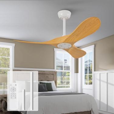 Imagem de OMYU Ventilador de teto de 106 cm sem luz com controle remoto, 3 lâminas ABS, motor CC reversível, ventiladores de teto modernos sem luzes para ambientes externos internos e pátios, quarto de crianças