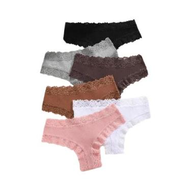 Imagem de Conjunto De Calcinha Feminina Sexy De Cintura Baixa Com Renda De Algod