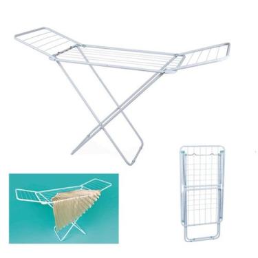 Imagem de Varal De Chão Com Abas 144 x 50cm Aço Até 15kg Roupas Dobrável Slim - 