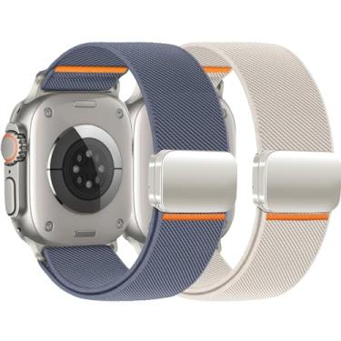 Imagem de Pulseiras masculinas de nylon para Apple Watch Ultra 3/2 de 49 mm, 46 mm, 45 mm, 44 mm, 42 mm, 41 mm, 40 mm e 38 mm, pulseira esportiva com fivela magnética para iWatch Ultra, série 11, 10, 9, 8, 7, 6
