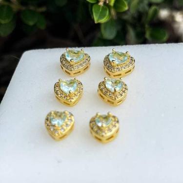 Imagem de Trio Brincos Corações cravejados Banhado a Ouro 18k - Atraktiva Joias,
