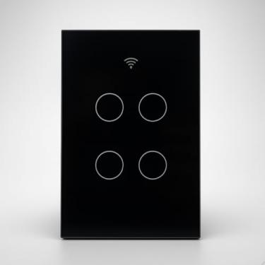 Imagem de Interruptor Smart Wi-Fi Touch 4 Botão Bivolt 10A Compativel com IOs e Android e Assistentes Populares (Preto)