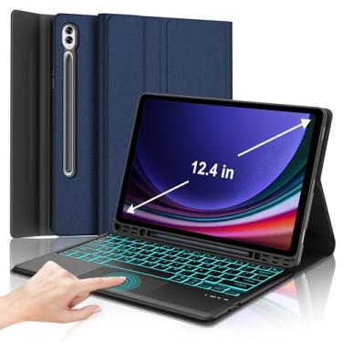 Imagem de Capa Touchpad para Samsung Galaxy Tab S10+ Plus/S9+ Plus/S9 FE+ Plus/S8+ Plus com teclado de 12,4 polegadas, capa para tablet com trackpad, teclado retroiluminado de 7 cores para Samsung S9Plus com