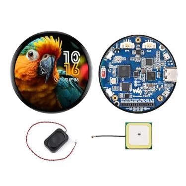 Imagem de ESP32-S3 Placa de desenvolvimento de tela de toque redonda AMOLED de 4,44 cm, 466 × 466, interface QSPI, matriz de microfone digital duplo integrado, suporta interação de fala AI, versão GPS com