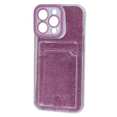 Imagem de Capa Capinha Porta Cartão Glitter Compatível iPhone 13 Pro - Tesla Sto