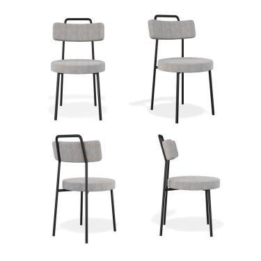 Imagem de Conjuto 4 Cadeiras Fixa Ster Escritório Linho Cinza - Vallisa Decor