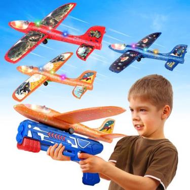 Imagem de Pacote de 3 peças Airplane Launcher Toy Onysurui com 3 adesivos DIY
