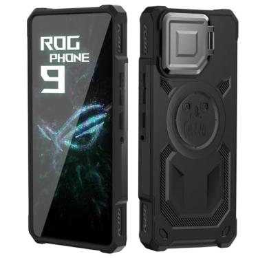 Imagem de HikerClub Capa para ROG Phone 9 e 9 Pro (2024) com suporte para câmera, compatível com Air Trigger, capa protetora de grau militar à prova de choque preta