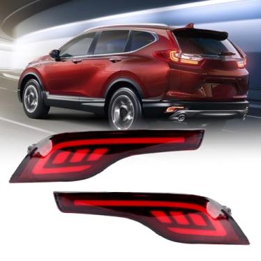 Imagem de Clidr Kit de lâmpadas traseiras de freio de neblina refletores de para-choque traseiro de LED vermelho para Honda CRV CR-V 2017 2018 2019 Acessórios do lado do motorista e do passageiro (L&R)