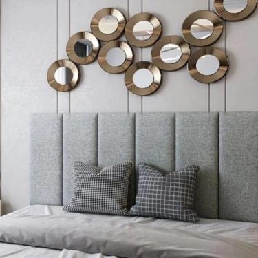 Imagem de Cabeceira Adesiva Estofada 60x20 Linho Cinza - Talita Casa Bonita - VN