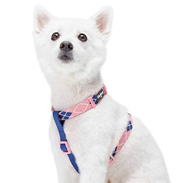 Imagem de Blueberry Pet Peitoral escocês Argyle para cães, rosa, grande, ajustável para cães