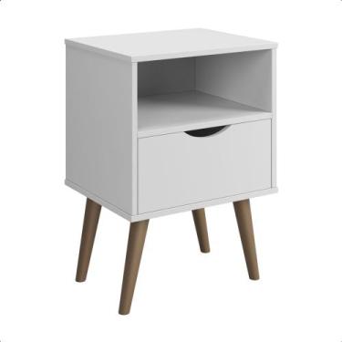 Imagem de Mesa de Cabeceira Grécia Pés Palito Retrô Quarto Canto Lateral Gaveta 