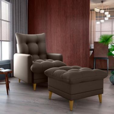 Imagem de Poltrona Do Papai Reclinável Confortável Com Puff Veludo Marrom