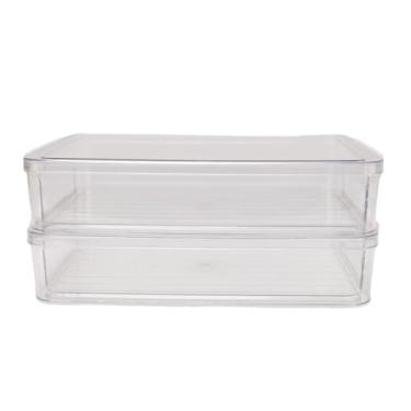 Imagem de Hilitand Caixa de Armazenamento Empilhável, 2pcs Organizador de Arquivos de Animais de Estimação Transparente Com Vedação Segura de Tampa para Documentos de Fotos Em Papel A4 e Material