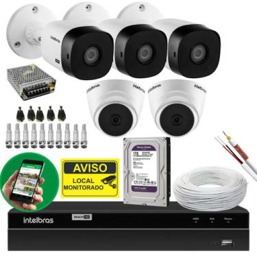 Imagem de Kit de Câmeras de Segurança Intelbras Completo 5 Câmeras HD, DVR 8 Can
