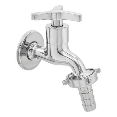 Imagem de 2X Torneira Br Shopper 1/2 3/4 Metal Inox Jardim Alta Vazão