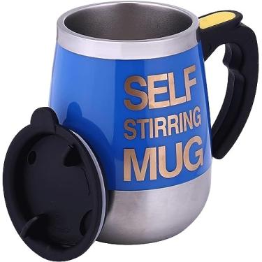 Imagem de IAMPDD Caneca automisturadora copo de aço inoxidável automisturável para café/chá/chocolate quente/caneca de leite para escritório/cozinha/viagem/casa -450 ml/450 ml O melhor presente (azul marinho)