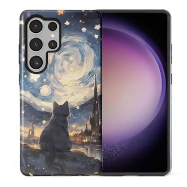 Imagem de SmaMZ Capa para Samsung Galaxy S25 Ultra, TL2 Céu Estrelado Gato A3 À Prova de Choque Capa Robusta Camada Dupla TPU Rígido PC