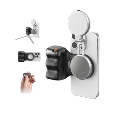 Imagem de TELESIN Kit magnético para câmera de celular Fun Shot (preto) + kit de luz de selfie magnética C03 compatível com iPhone Magsafe e Android, kit criador para selfies/fotografia/TikTok/Chamadas de zoom