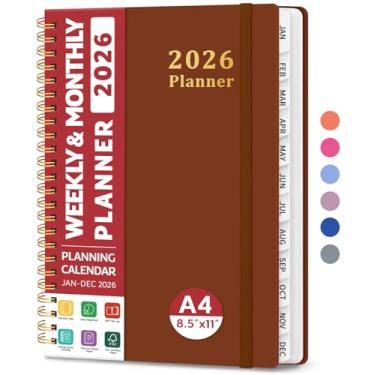 Imagem de Agenda 2026, agenda semanal e mensal, janeiro de 2026 a dezembro de 2026, agenda de calendário de capa dura com abas para mulheres e homens, bolso interno, encadernação espiral, perfeito para