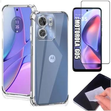 Imagem de [GL CASES] Capa Moto G05 Capinha Moto G05 Case Slim Clear Anti Impacto Reforçada Silicone Transparente Flexível Anti Choque + Pelicula De Vidro 3D Cobertura Total