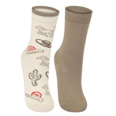 Imagem de Kit Com 2 Pares de Meias Casuais Infantil Menino Lupo, 24 a 29, Off wh