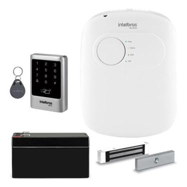 Imagem de Kit Controle de Acesso SA 211 Eletroímã 180kgf Fonte Bateria 150 Chave