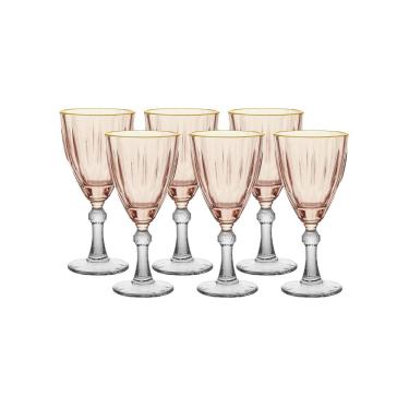 Imagem de Conjunto de Taças para Água/Vinho Hauskraft Dominic em Vidro 275 ml Rosa - 6 Peças