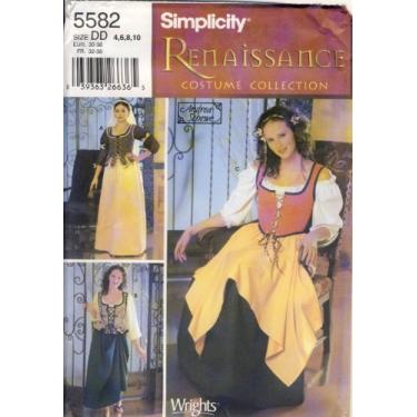 Imagem de Simplicity Padrão de costura 5582 - Use para fazer - Fantasia Renascentista da Misses - Camponesa, Senhora em Espera - Tamanhos 4, 6, 8, 10