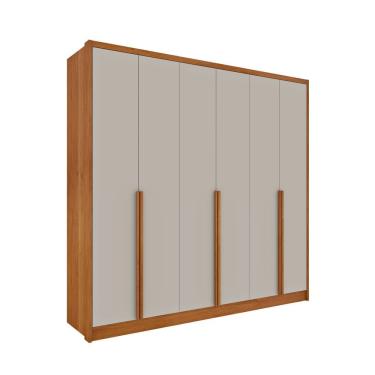 Imagem de Guarda Roupa Casal 6 Portas 6 Gavetas 100% Mdf Fortuna S/ Espelho S/ Pés - Tcil Cinamomo/off White