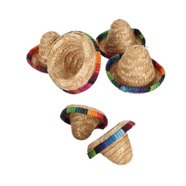 Imagem de Yosoo 6pcs Mini Chapéus de Palha Sombrero, Estilo Mexicano Largo, Colorido Brilhante Mini Chapéus de Palha para Decoração Diy, Cães Sombrero, Ideal para a Família, a Maioria Dos