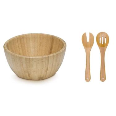 Imagem de Saladeira De Bambu Mod 19 Cm Pegadores Separados - Ecologica