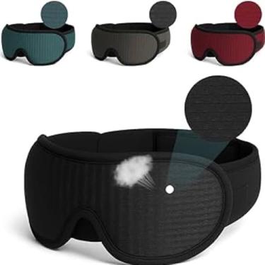 Imagem de Máscara para dormir 3d confortável que bloqueia 100% luz com espuma respiravél espuma de memória (Preto Fosco)