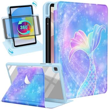 Imagem de Uppuppy Capa para Samsung Galaxy Tab A7 Lite de 8,7 polegadas com suporte de lápis para mulheres lindas meninas meninas crianças bonito Kawaii design estético exclusivo suporte giratório para tablet
