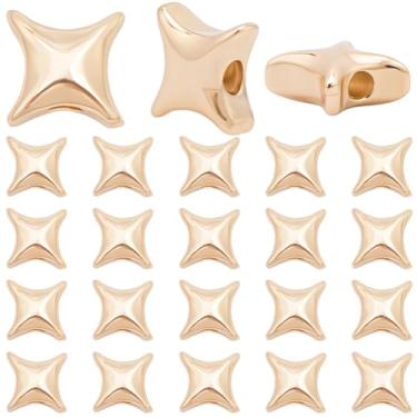 Imagem de Beebeecraft 1 caixa, 30 peças, contas de estrela, latão banhado a ouro 14K, 3D, quatro pontas para pulseira, colar, brincos, fabricação de joias, suprimentos de artesanato DIY