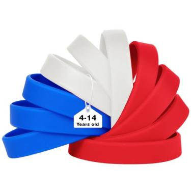 Imagem de LVNRIDS 50 pulseiras de silicone de borracha para crianças e adultos, pulseiras de silicone multicoloridas para negócios, escola, atividades, festas, festivais de música, 7 inch/4-13 years old