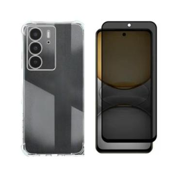 Imagem de Kit Para Realme C75 Capa TPU Case + Película Privacidade Vidro Tempera